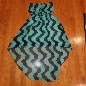 Poetry Clothing High Low Strapless Dress Green Black Design Medium